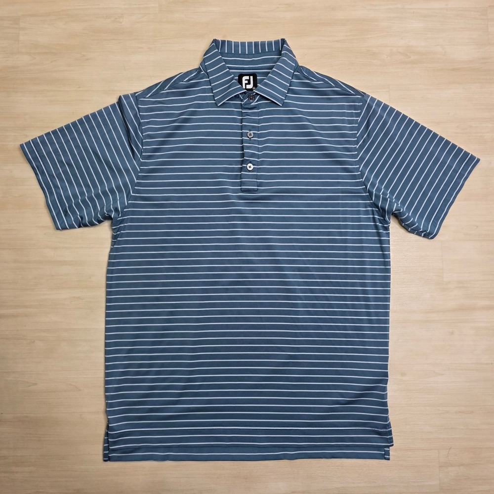 FootJoy Mens ProDry Performance Golf Polo Shirt Blue White Striped Size Medium